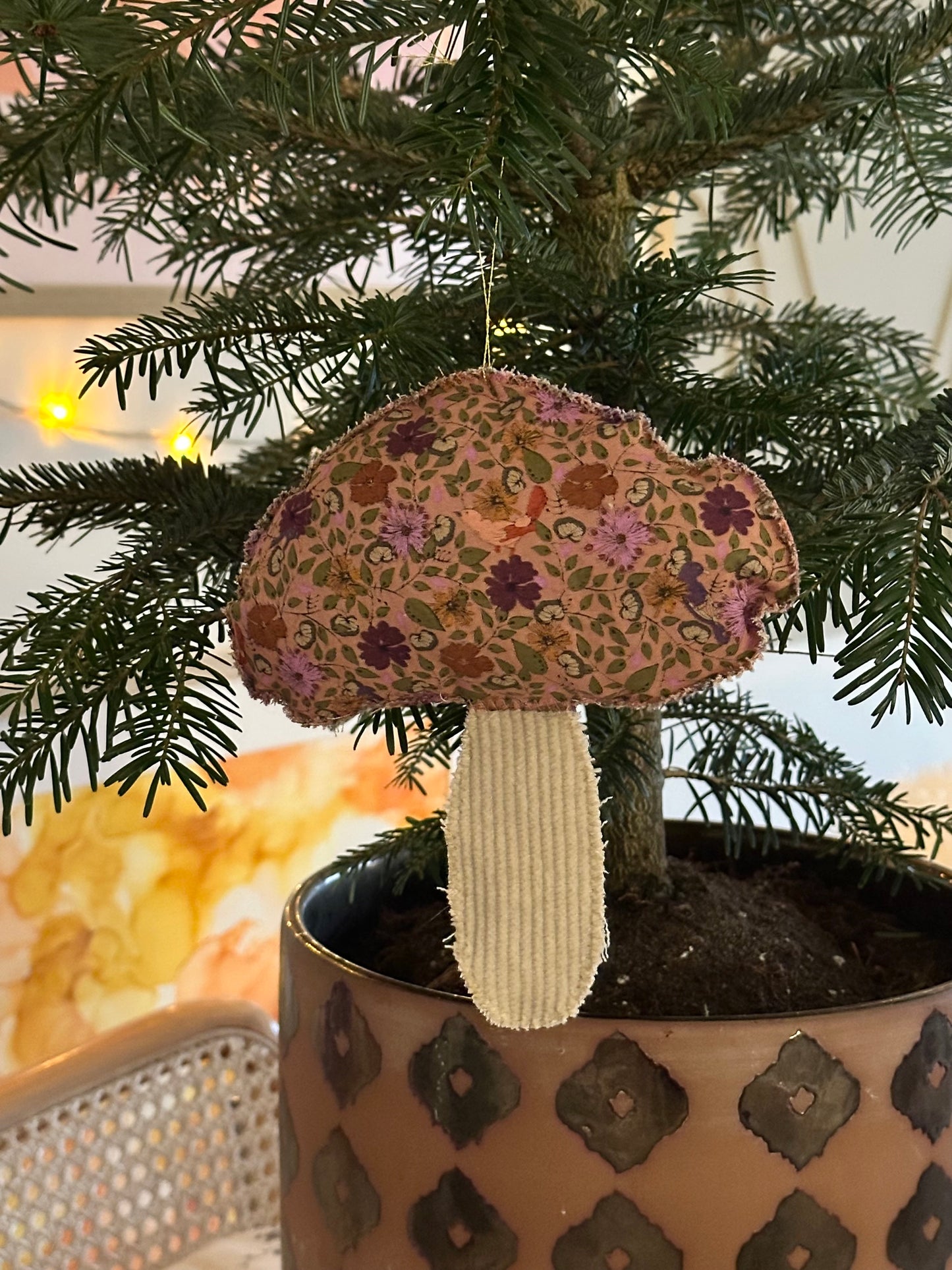 Julepynt Stor Svamp Lyserød Blomster