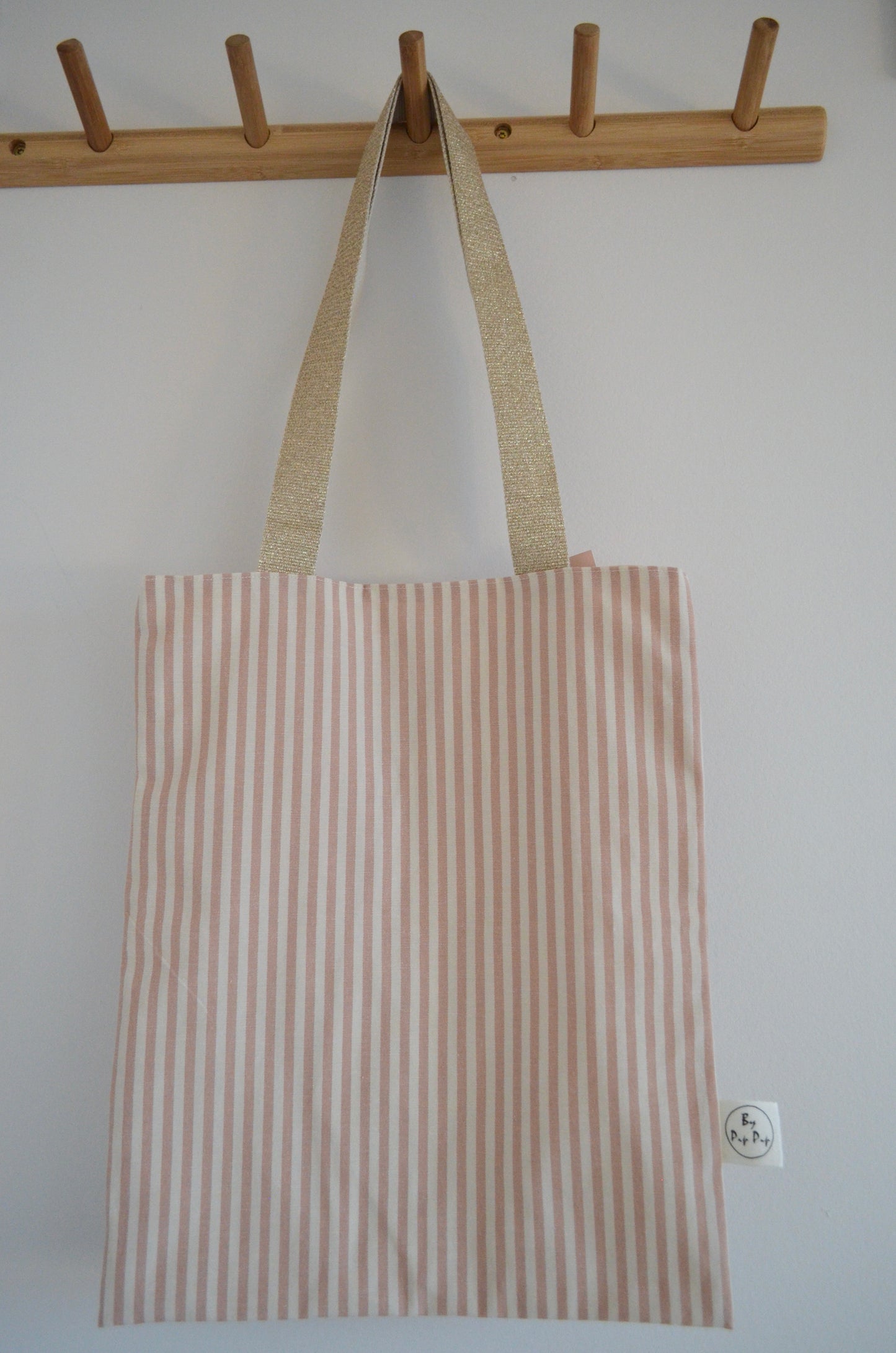 Tote Bag Lyserød Strib