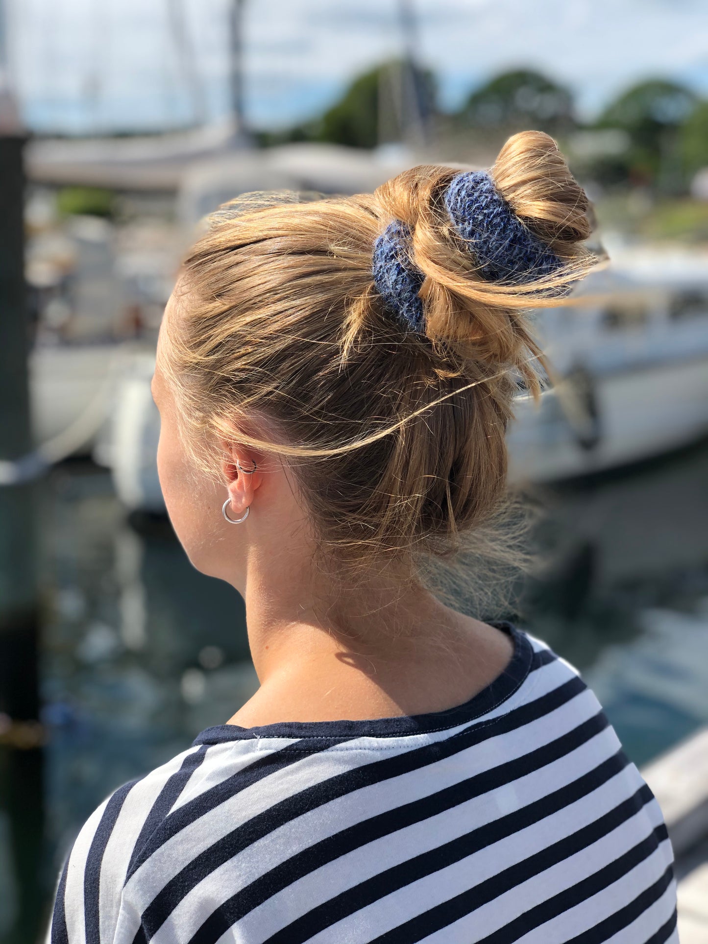 Strikket Scrunchie Blå